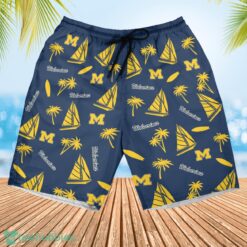 Michigan Wolverines Sailboat and Coconut Pattern Beach Shorts For Fans Product Photo 2