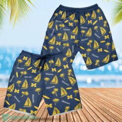 Michigan Wolverines Sailboat and Coconut Pattern Beach Shorts For Fans Product Photo 1