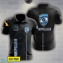 Montpellier Herault Rugby Polo Shirt Personalized Name Black Color Product Photo 1