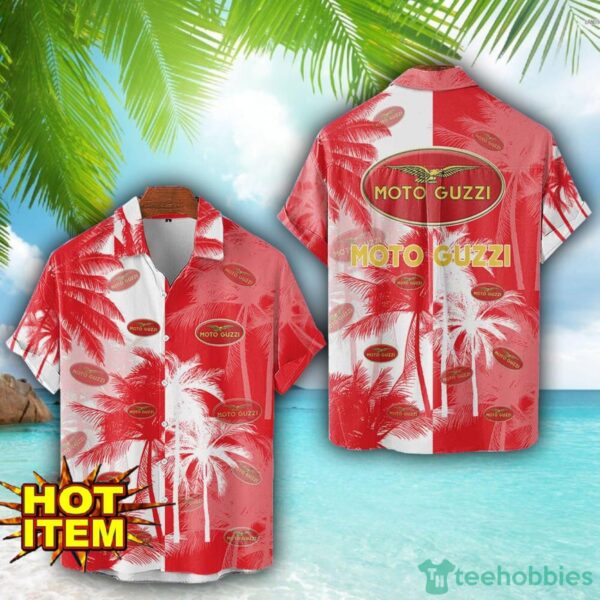 Moto Guzzi Hawaii Shirt All Over Printed Logo And Coconut Pattern Hawaiian Shirt Product Photo 1