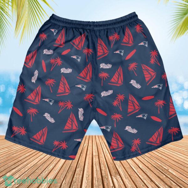 New England Patriots Sailboat and Coconut Pattern Beach Shorts For Fans Product Photo 3