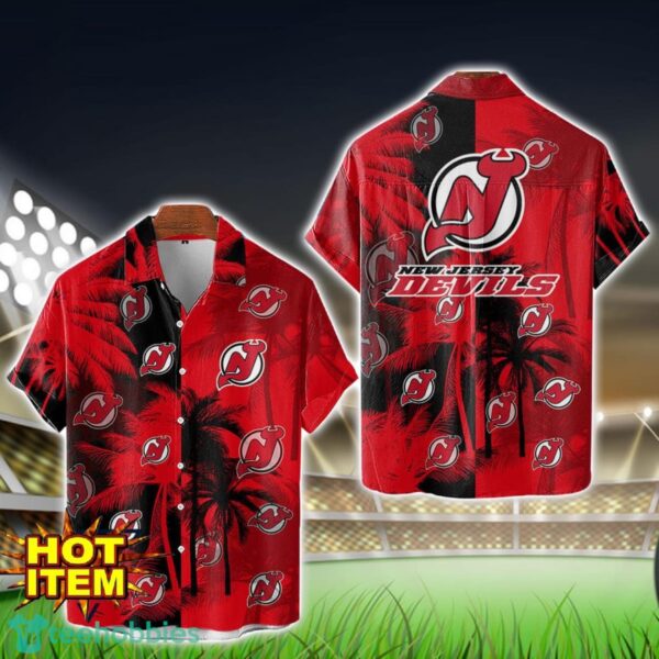 New Jersey Devils Hawaiian Shirt 3D Vintage Coconut Pattern Beach Shirt Product Photo 1