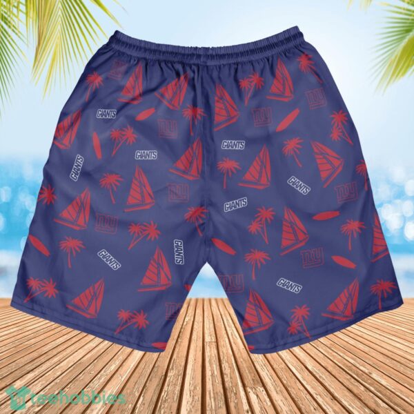New York Giants Sailboat and Coconut Pattern Beach Shorts For Fans Product Photo 2