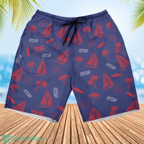 New York Giants Sailboat and Coconut Pattern Beach Shorts For Fans Product Photo 3