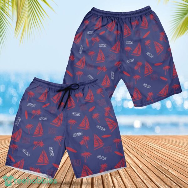 New York Giants Sailboat and Coconut Pattern Beach Shorts For Fans Product Photo 1