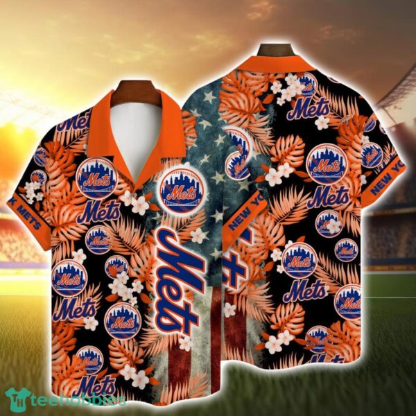 New York Mets MLB Flower And Flag Pattern Hawaiian Shirt Summer Gift Product Photo 1