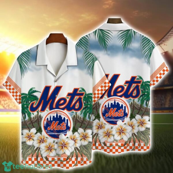 New York Mets Team Logo Beach Floral 3D Hawaiian Shirt Product Photo 1