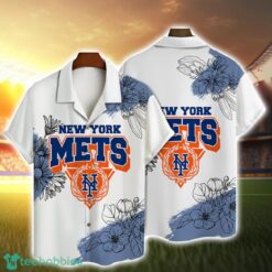 New York Mets Team Logo Pattern White Hawaiian Shirt For Men And Women Product Photo 1