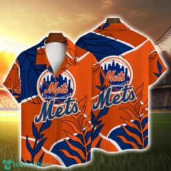 New York Mets Team Logo Vintage Leaf Pattern Hawaiian Shirt Product Photo 1