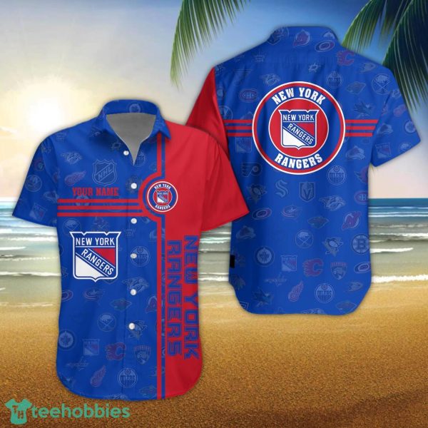 New York Rangers Logo team 3D All Over Printed 3D Hawaiian Shirt Custom Name For Fans Product Photo 1