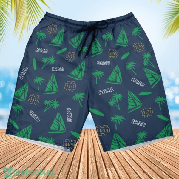 Notre Dame Fighting Irish Sailboat and Coconut Pattern Beach Shorts For Fans Product Photo 2
