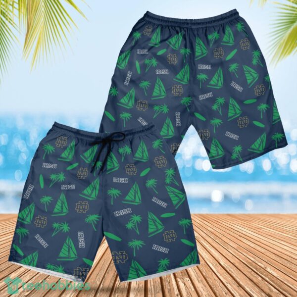 Notre Dame Fighting Irish Sailboat and Coconut Pattern Beach Shorts For Fans Product Photo 1