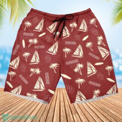 Oklahoma Sooners Sailboat and Coconut Pattern Beach Shorts For Fans image Oklahoma Sooners Sailboat and Coconut Pattern Beach Shorts For Fans Product Photo 2