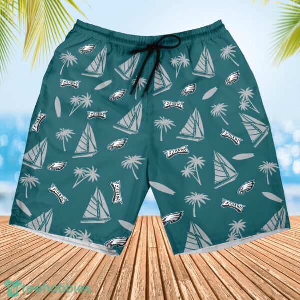 Philadelphia Eagles Sailboat and Coconut Pattern Beach Shorts For Fans Product Photo 2