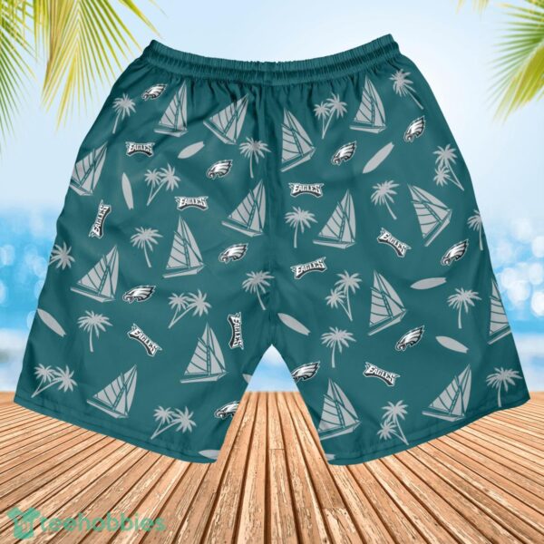 Philadelphia Eagles Sailboat and Coconut Pattern Beach Shorts For Fans Product Photo 3