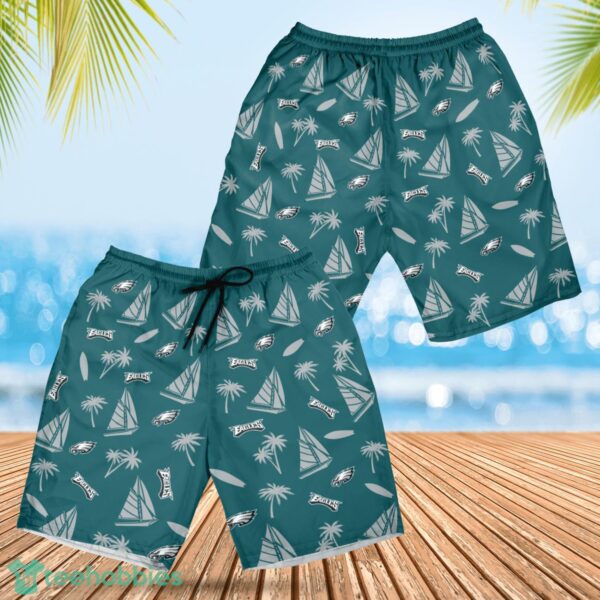 Philadelphia Eagles Sailboat and Coconut Pattern Beach Shorts For Fans Product Photo 1