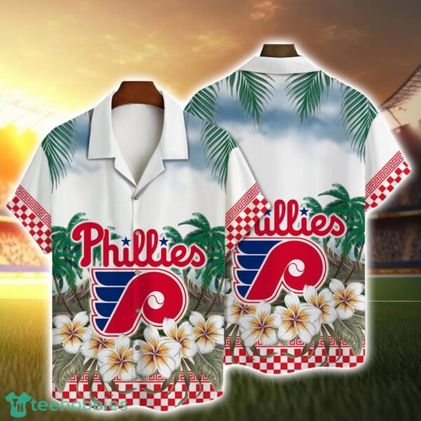Philadelphia Phillies Team Logo Beach Floral 3D Hawaiian Shirt Product Photo 1