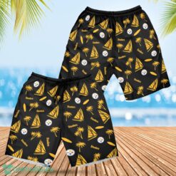 Pittsburgh Steelers Sailboat and Coconut Pattern Beach Shorts For Fans Product Photo 1