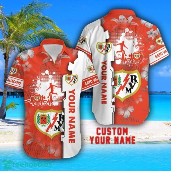 Rayo Vallecano Tropical Combo Hawaiian Shirt And Shorts Personalized Name For Fans Product Photo 2
