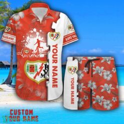Rayo Vallecano Tropical Combo Hawaiian Shirt And Shorts Personalized Name For Fans Product Photo 1