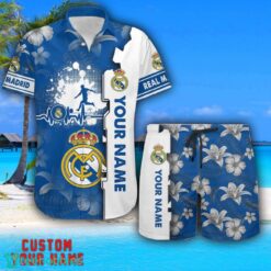 Real Madrid Tropical Combo Hawaiian Shirt And Shorts Personalized Name For Fans Product Photo 1