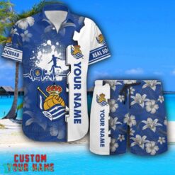 Real Sociedad Tropical Combo Hawaiian Shirt And Shorts Personalized Name For Fans Product Photo 1