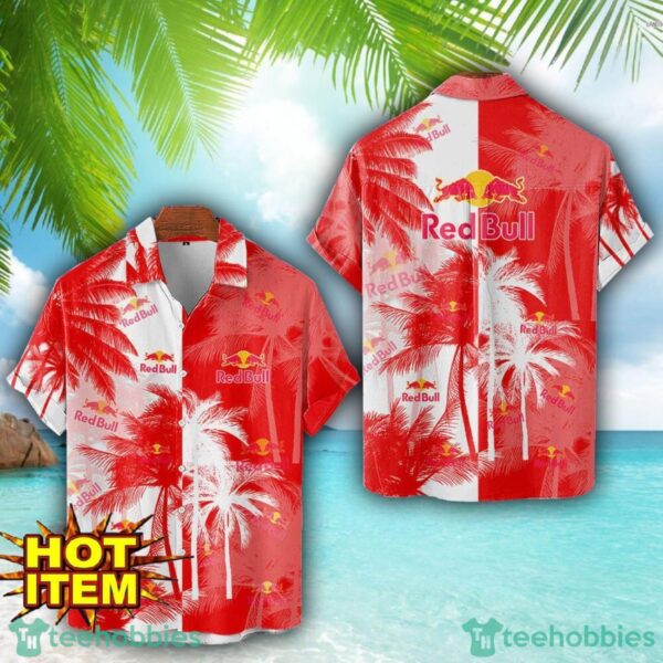 Red Bull Hawaii Shirt All Over Printed Logo And Coconut Pattern Hawaiian Shirt Product Photo 1