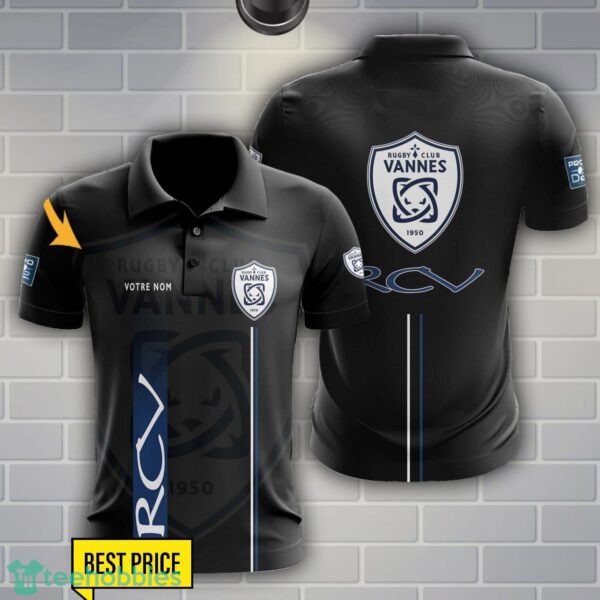 Rugby Club Vannes Polo Shirt Personalized Name Black Color Product Photo 1