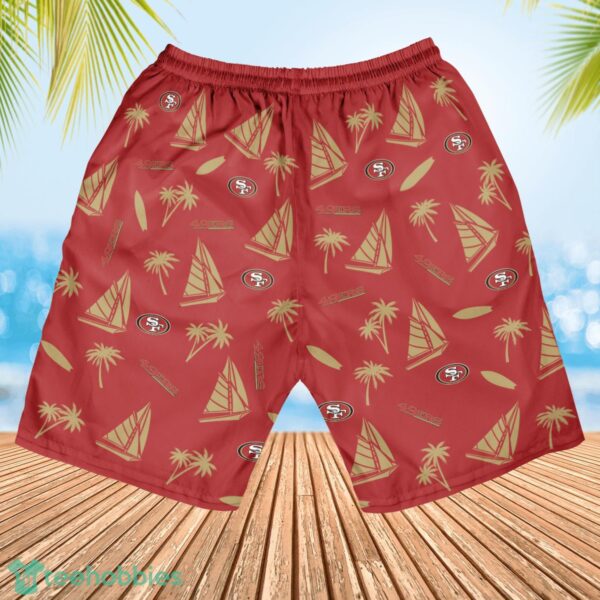 San Francisco 49ers Sailboat and Coconut Pattern Beach Shorts For Fans Product Photo 3