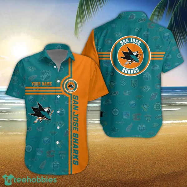 San Jose Sharks Logo team 3D All Over Printed 3D Hawaiian Shirt Custom Name For Fans Product Photo 1