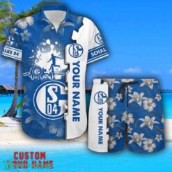 Schalke 04 Tropical Combo Hawaiian Shirt And Shorts Personalized Name For Fans Product Photo 1