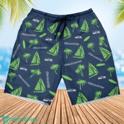Seattle Seahawks Sailboat and Coconut Pattern Beach Shorts For Fans Product Photo 2