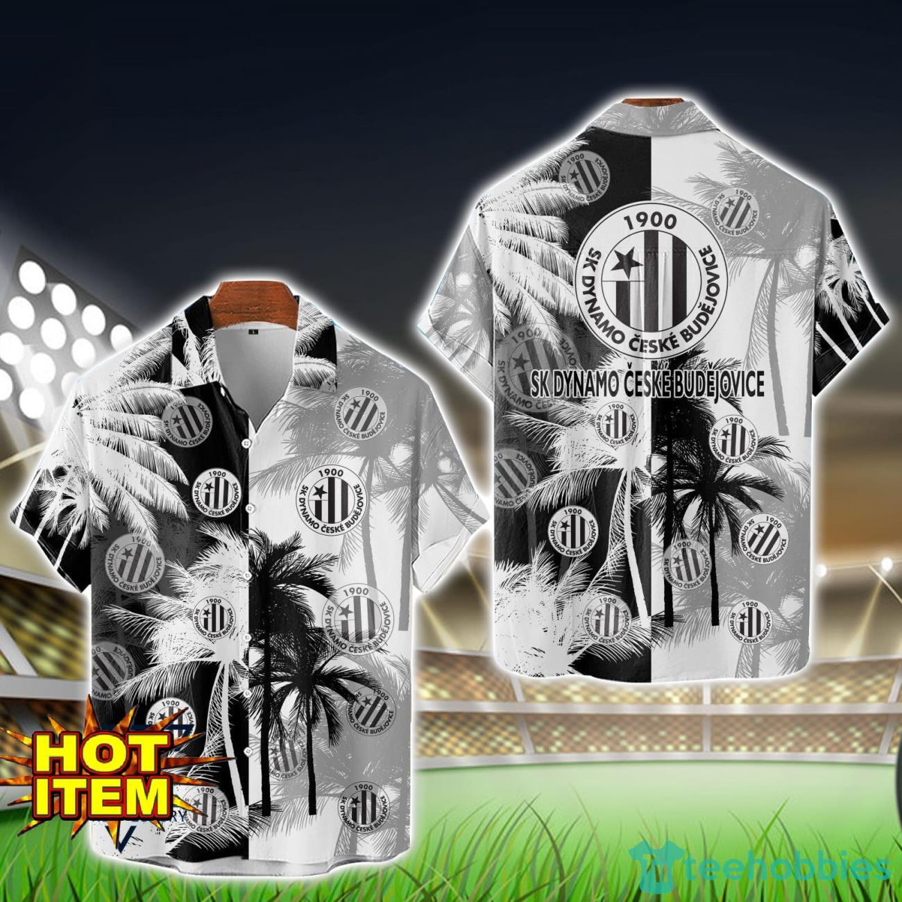 SK Dynamo Ceske Budejovice All Over Printed Logo And Coconut Pattern Hawaiian Shirt image SK Dynamo Ceske Budejovice All Over Printed Logo And Coconut Pattern Hawaiian Shirt Product Photo 1