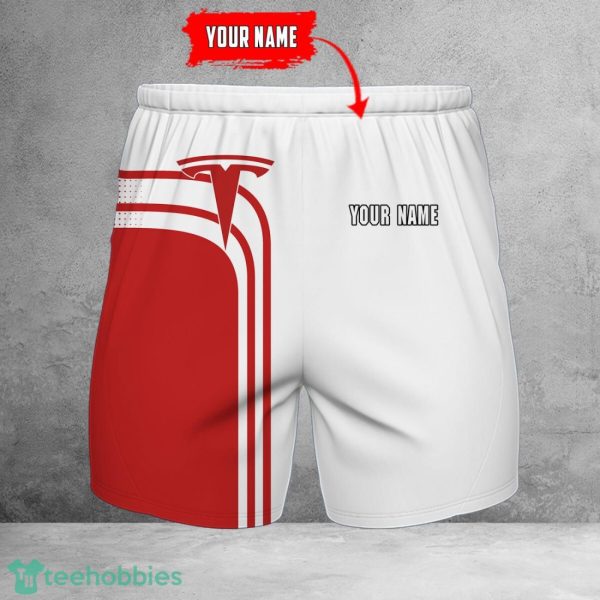 Tesla 3D Beach Shorts For Men Logo Car And Custom Name For Fans Product Photo 1