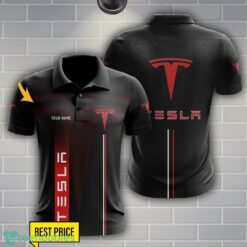 Tesla Polo Shirt Personalized Name Black Color Product Photo 1