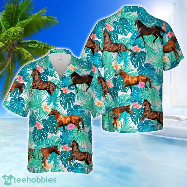 Thoroughbred Horse 3D Hawaiian Shirt Beach Team Gift Product Photo 1