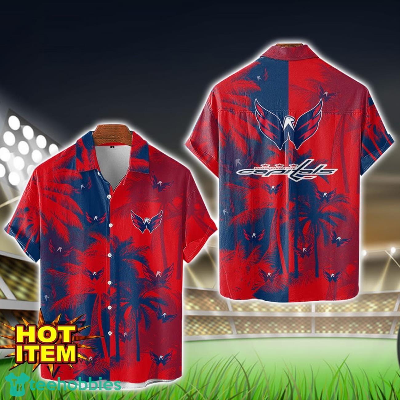 Washington Capitals Hawaiian Shirt 3D Vintage Coconut Pattern Beach Shirt image Washington Capitals Hawaiian Shirt 3D Vintage Coconut Pattern Beach Shirt Product Photo 1