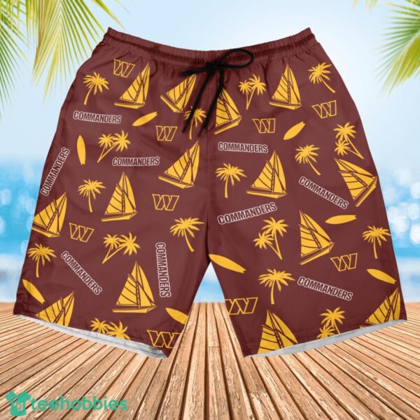 Washington Commanders Sailboat and Coconut Pattern Beach Shorts For Fans Product Photo 2