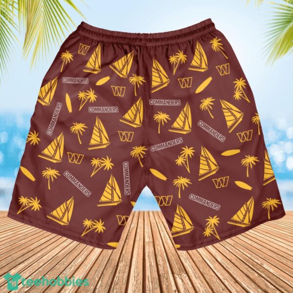 Washington Commanders Sailboat and Coconut Pattern Beach Shorts For Fans Product Photo 3