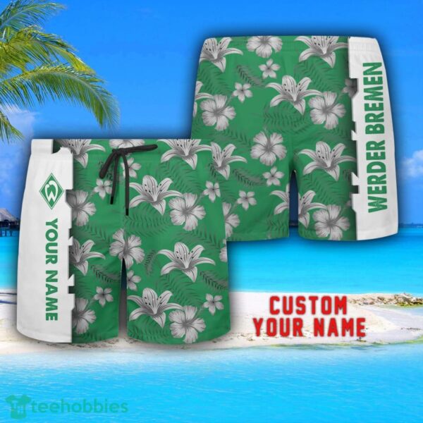 Werder Bremen Tropical Combo Hawaiian Shirt And Shorts Personalized Name For Fans Product Photo 3