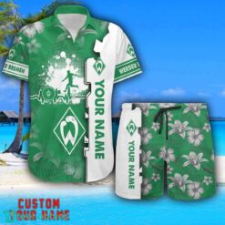 Werder Bremen Tropical Combo Hawaiian Shirt And Shorts Personalized Name For Fans Product Photo 1