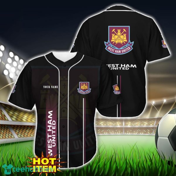 West Ham United F.C Black Baseball Jersey Shirt For Fans Product Photo 1
