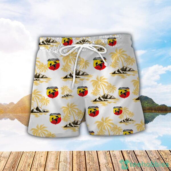 Abarth Yellow Coconut Pattern Combo 3D Hawaiian Shirt And Shorts Product Photo 2