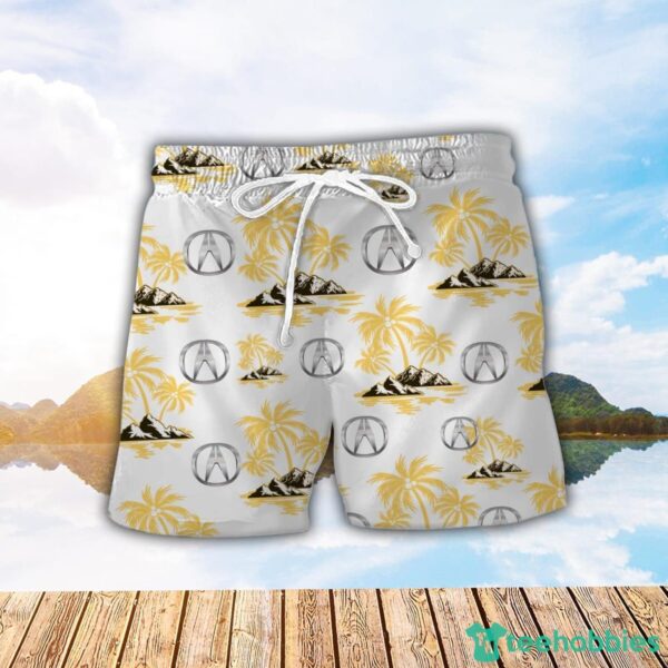 Acura Yellow Coconut Pattern Combo 3D Hawaiian Shirt And Shorts Product Photo 2