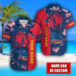 Adelaide Crows Flower Tropical Hawaiian Shirt And Shorts Custom Name For Fans Summer Outfit Product Photo 2