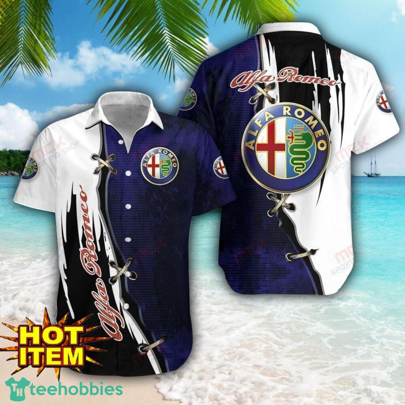 Alfa Romeo Logo Team Printed 3D Hawaiian Shirt Beach Summer Gift image Alfa Romeo Logo Team Printed 3D Hawaiian Shirt Beach Summer Gift Product Photo 1