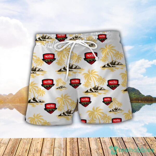 Aprilia Yellow Coconut Pattern Combo 3D Hawaiian Shirt And Shorts Product Photo 2