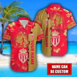 AS Monaco Flower Tropical Hawaiian Shirt And Shorts Custom Name For Fans Summer Outfit Product Photo 2
