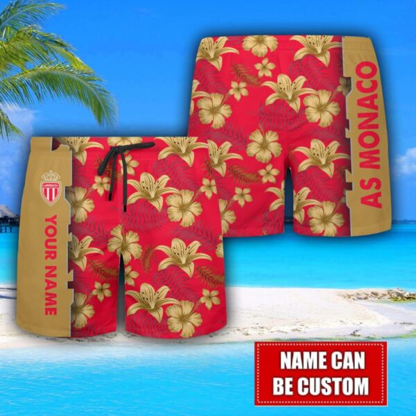 AS Monaco Flower Tropical Hawaiian Shirt And Shorts Custom Name For Fans Summer Outfit Product Photo 3