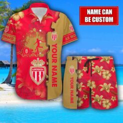 AS Monaco Flower Tropical Hawaiian Shirt And Shorts Custom Name For Fans Summer Outfit Product Photo 1